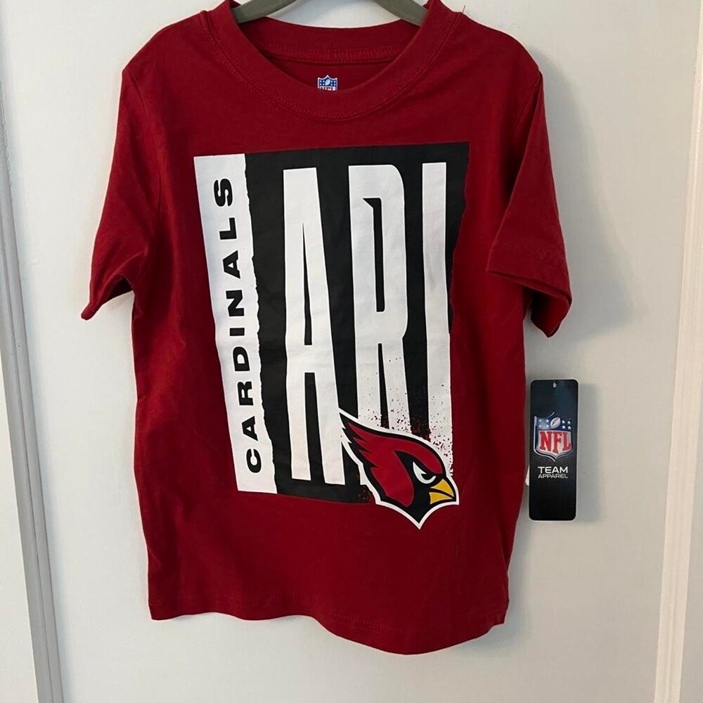 NFL Arizona Cardinals kids t-shirt with white and black graphic featuring 'CARDI